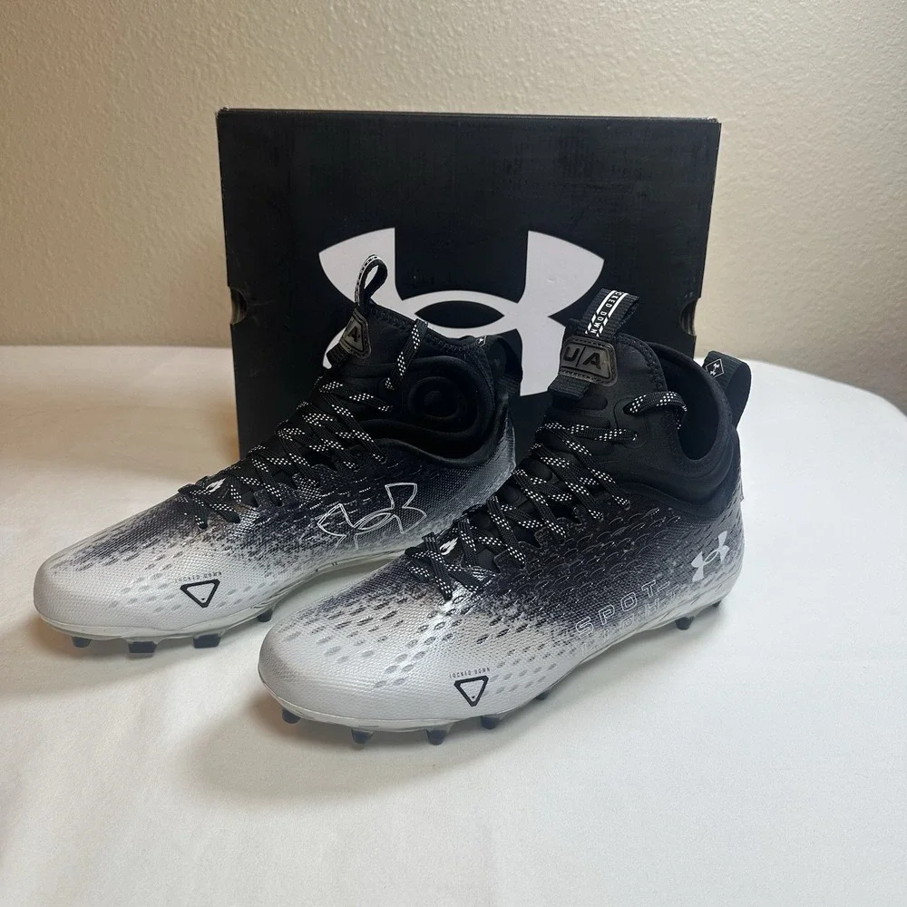 Under Armour Spotlight LUX MC 2.0 Mens Shoes Black White Football Cleats Size 10